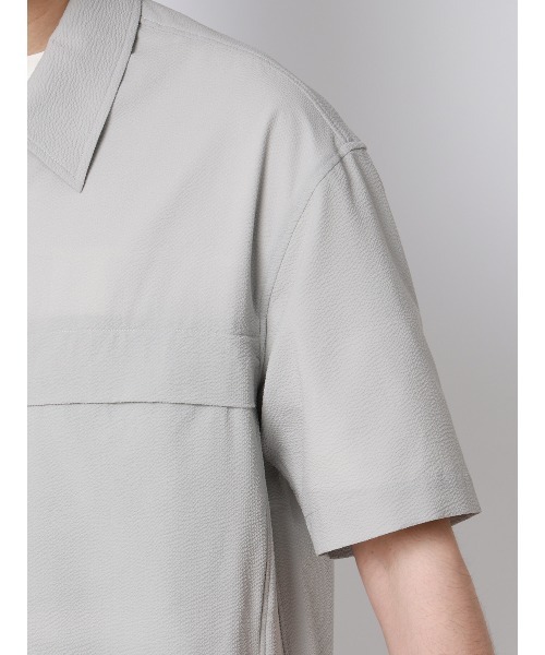 FLAT（フラット）の「FLAT ユーティリティーシャツ 半袖 ウォッシャブル ストレッチ ドライシアサッカー 無地（Tシャツ/カットソー・メンズ・ライトグレー/ネイビー・S/M/L）」の10枚目の写真