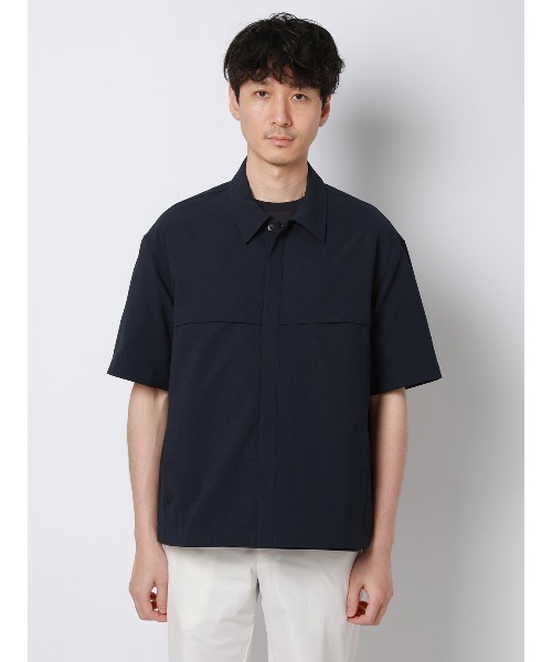 FLAT（フラット）の「FLAT ユーティリティーシャツ 半袖 ウォッシャブル ストレッチ ドライシアサッカー 無地（Tシャツ/カットソー・メンズ・ライトグレー/ネイビー・S/M/L）」の15枚目の写真