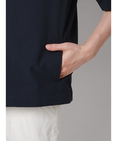 FLAT（フラット）の「FLAT ユーティリティーシャツ 半袖 ウォッシャブル ストレッチ ドライシアサッカー 無地（Tシャツ/カットソー・メンズ・ライトグレー/ネイビー・S/M/L）」の21枚目の写真