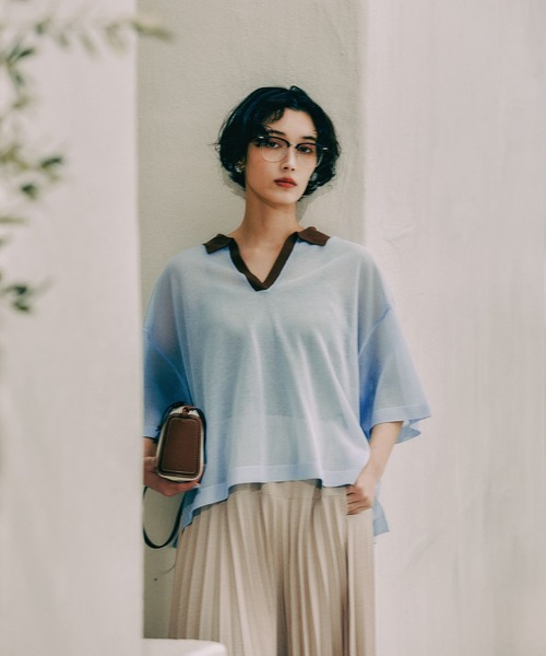 LEPSIM（レプシィム）の「12ゲージシアースキッパーSS　664904（ニット/セーター・レディース・ライトブルー/ブラック/ホワイト×ブラック/グレー系その他・FREE）」の4枚目の写真