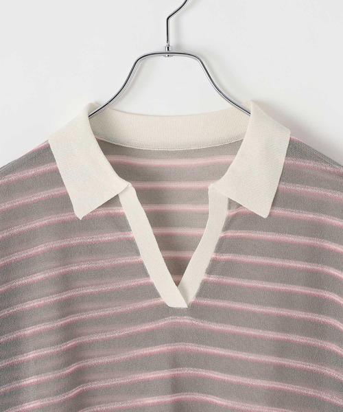 LEPSIM（レプシィム）の「12ゲージシアースキッパーSS　664904（ニット/セーター・レディース・ライトブルー/ブラック/ホワイト×ブラック/グレー系その他・FREE）」の14枚目の写真