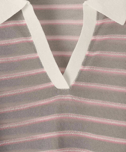 LEPSIM（レプシィム）の「12ゲージシアースキッパーSS　664904（ニット/セーター・レディース・ライトブルー/ブラック/ホワイト×ブラック/グレー系その他・FREE）」の11枚目の写真