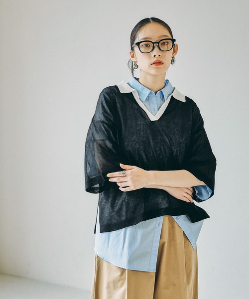 LEPSIM（レプシィム）の「12ゲージシアースキッパーSS　664904【KKfashion紹介アイテム】（ニット/セーター・レディース・ライトブルー/ブラック/ホワイト×ブラック/グレー系その他・FREE）」の15枚目の写真