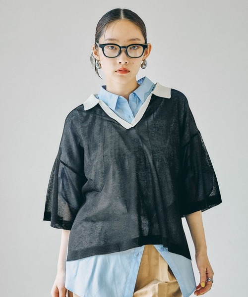 LEPSIM（レプシィム）の「12ゲージシアースキッパーSS　664904【KKfashion紹介アイテム】（ニット/セーター・レディース・ライトブルー/ブラック/ホワイト×ブラック/グレー系その他・FREE）」の16枚目の写真