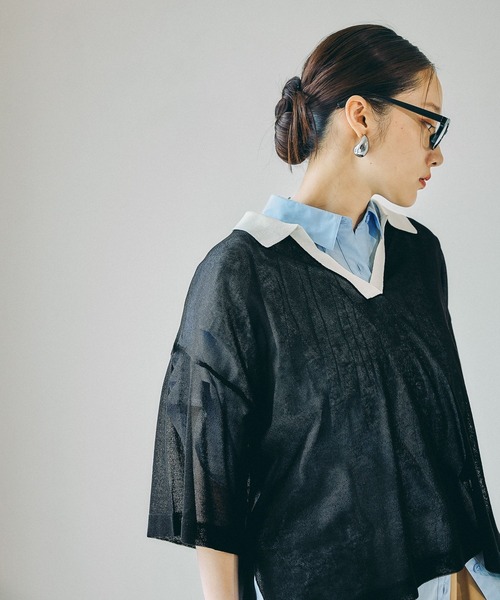 LEPSIM（レプシィム）の「12ゲージシアースキッパーSS　664904【KKfashion紹介アイテム】（ニット/セーター・レディース・ライトブルー/ブラック/ホワイト×ブラック/グレー系その他・FREE）」の17枚目の写真