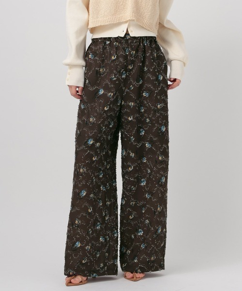 BAYFLOW（ベイフロー）の「[ウエストゴム仕様]カットジャガード柄パンツ（その他パンツ・レディース・ダークブラウン/ブラック・FREE）」の2枚目の写真