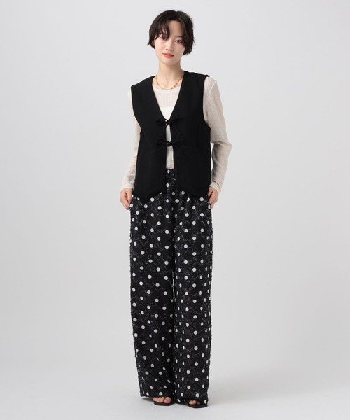 BAYFLOW（ベイフロー）の「[ウエストゴム仕様]カットジャガード柄パンツ（その他パンツ・レディース・ダークブラウン/ブラック・FREE）」の6枚目の写真