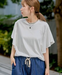 【UVカット・接触冷感】WELLTECT(ウェルテクト)USAコットン フレアスリーブ Tシャツ(インフルエンサー紹介アイテム)