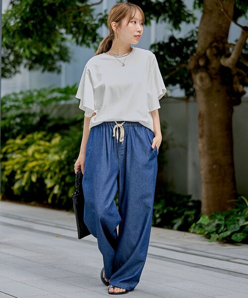 coen(コーエン)の「【UVカット・接触冷感】WELLTECT(ウェルテクト)USAコットン フレアスリーブ Tシャツ(インフルエンサー紹介アイテム)(Tシャツ/カットソー・レディース・ピンク/クリーム/オフホワイト/ブラック・L/M)」の5枚目の写真