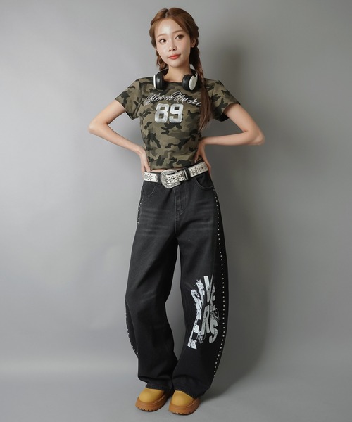 SPINNS（スピンズ）の「サイドスタッズバルーンパンツ/バディガール（その他パンツ・レディース・ブルー/ブラック・ONESIZE）」の8枚目の写真