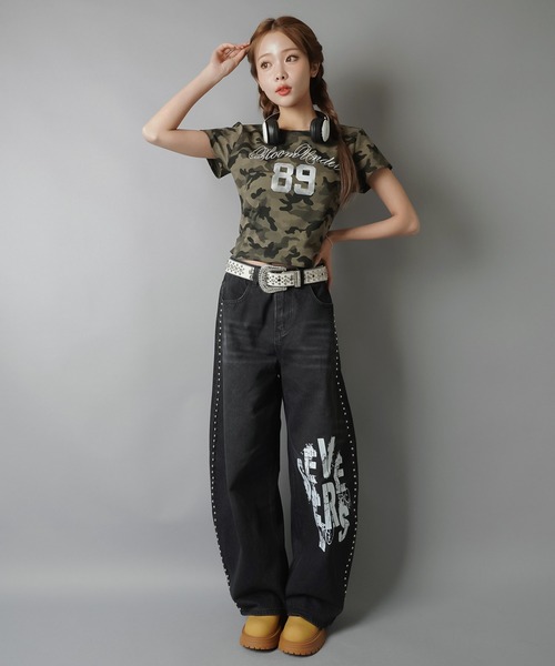 SPINNS（スピンズ）の「サイドスタッズバルーンパンツ/バディガール（その他パンツ・レディース・ブルー/ブラック・ONESIZE）」の9枚目の写真