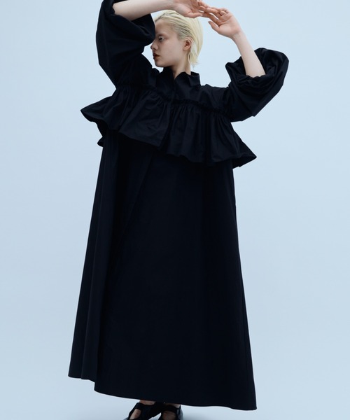 PERNA(ペルナ)の「ペプラムシャツワンピース(ワンピース・レディース・ピンク/ブラック・MEDIUM/LARGE)」の1枚目の写真