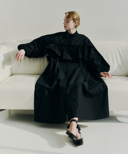 PERNA(ペルナ)の「ペプラムシャツワンピース(ワンピース・レディース・ピンク/ブラック・MEDIUM/LARGE)」の4枚目の写真