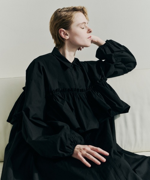 PERNA(ペルナ)の「ペプラムシャツワンピース(ワンピース・レディース・ピンク/ブラック・MEDIUM/LARGE)」の5枚目の写真