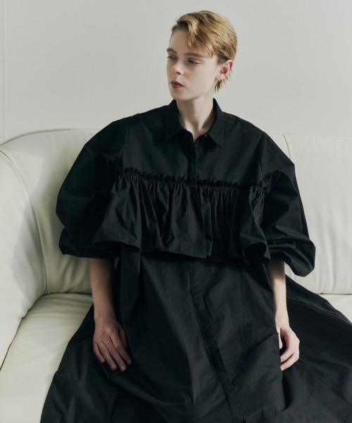 PERNA(ペルナ)の「ペプラムシャツワンピース(ワンピース・レディース・ピンク/ブラック・MEDIUM/LARGE)」の6枚目の写真