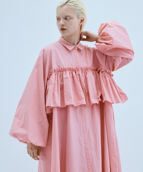 PERNA(ペルナ)の「ペプラムシャツワンピース(ワンピース・レディース・ピンク/ブラック・MEDIUM/LARGE)」の8枚目の写真