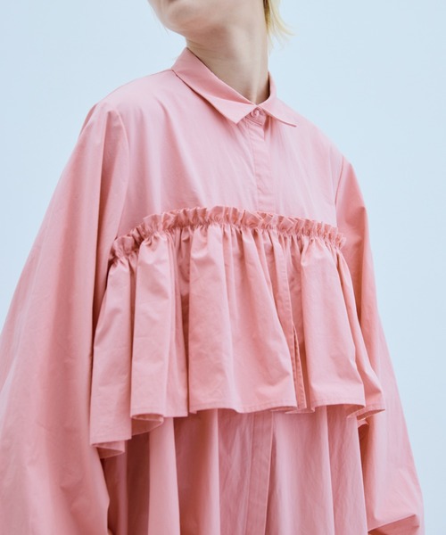 PERNA(ペルナ)の「ペプラムシャツワンピース(ワンピース・レディース・ピンク/ブラック・MEDIUM/LARGE)」の9枚目の写真