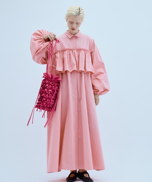 PERNA(ペルナ)の「ペプラムシャツワンピース(ワンピース・レディース・ピンク/ブラック・MEDIUM/LARGE)」の10枚目の写真