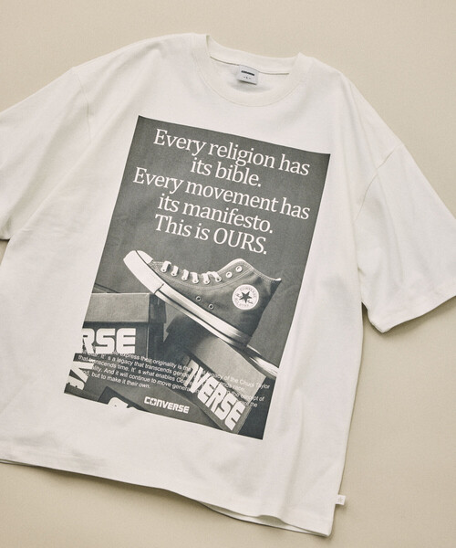 CONVERSE(コンバース)の「CONVERSE/コンバース 別注 ヴィンテージライク フォト TEE(Tシャツ/カットソー・メンズ・ブラック系その他/オフホワイト/チャコールグレー/ブラック/ホワイト系その他/ホワイト・SMALL/LARGE/MEDIUM)」の2枚目の写真