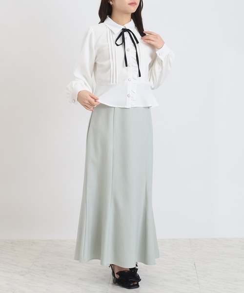 ASTORIA ODIER（アストリアオディール）の「ピンタックペプラムブラウス（シャツ/ブラウス・レディース・ネイビー/ホワイト/サックスブルー・MEDIUM）」の21枚目の写真