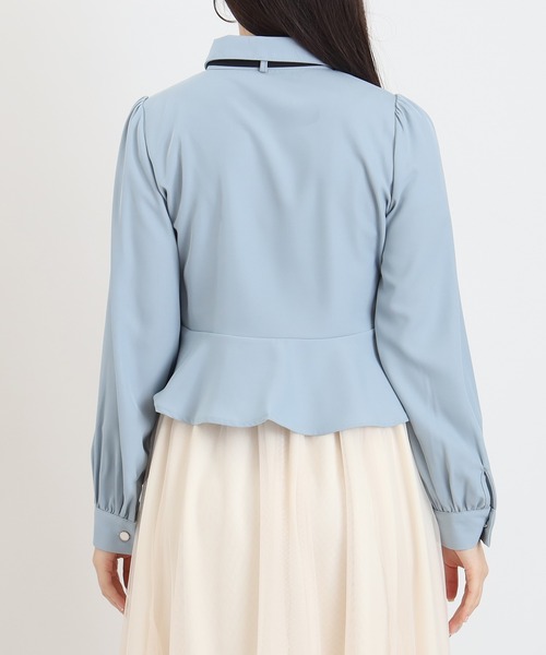 ASTORIA ODIER（アストリアオディール）の「ピンタックペプラムブラウス（シャツ/ブラウス・レディース・ネイビー/ホワイト/サックスブルー・MEDIUM）」の13枚目の写真