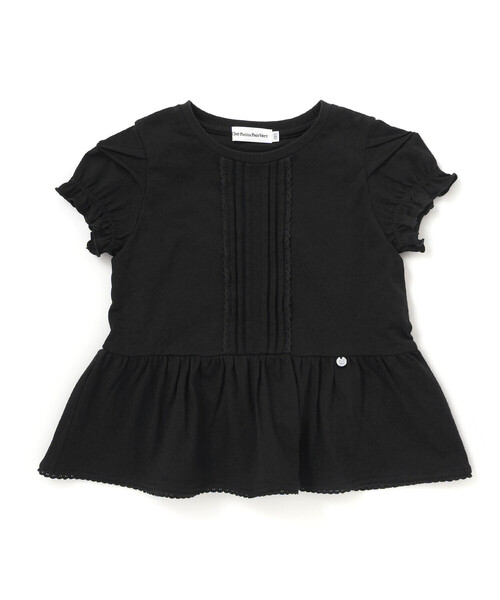 BeBe Petits Pois Vert(ベベプチポワヴェール)の「【店舗限定】レースタックフレア天竺半袖Tシャツ(Tシャツ/カットソー・キッズ・ブラック/ホワイト・130cm/120cm/140cm/110cm/150cm)」の2枚目の写真