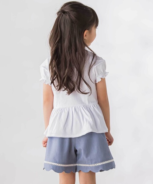 BeBe Petits Pois Vert(ベベプチポワヴェール)の「【店舗限定】レースタックフレア天竺半袖Tシャツ(Tシャツ/カットソー・キッズ・ブラック/ホワイト・130cm/120cm/140cm/110cm/150cm)」の11枚目の写真