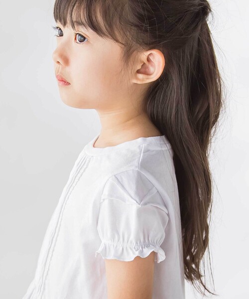 BeBe Petits Pois Vert(ベベプチポワヴェール)の「【店舗限定】レースタックフレア天竺半袖Tシャツ(Tシャツ/カットソー・キッズ・ブラック/ホワイト・130cm/120cm/140cm/110cm/150cm)」の14枚目の写真
