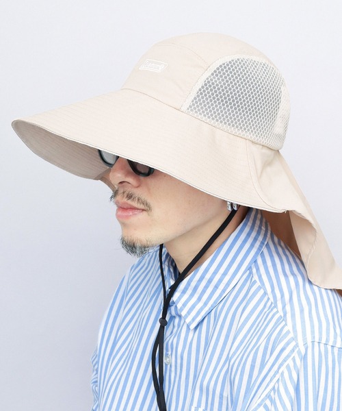 COLEMAN(コールマン)の「撥水ナイロン ロングバイザー メッシュ切替 ジェットハット ビッグサンシェード付き(ハット・メンズ・ブラック/グレー/オフホワイト・FREE)」の5枚目の写真
