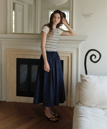 FOR YOUR EYES ONLY（フォー ユア アイズ オンリー）の「Tia Shirring Maxi Dress (Navy Stripe)（ワンピース）」