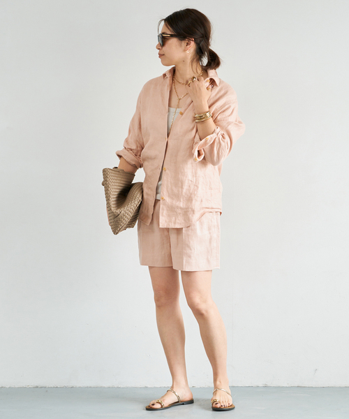Deuxieme Classe(ドゥーズィエムクラス)の「*OGLINEN シャツ(シャツ/ブラウス・レディース・バーガンディー/ホワイト/アイボリー・FREE)」の4枚目の写真
