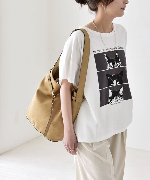 quaranciel（カランシエル）の「quaranciel:〈接触冷感/汗染み防止加工/洗濯機可能〉CAT プリント TEE（Tシャツ/カットソー・レディース・ホワイト系2/ホワイト系1/ホワイト系3・ONE SIZE）」の19枚目の写真