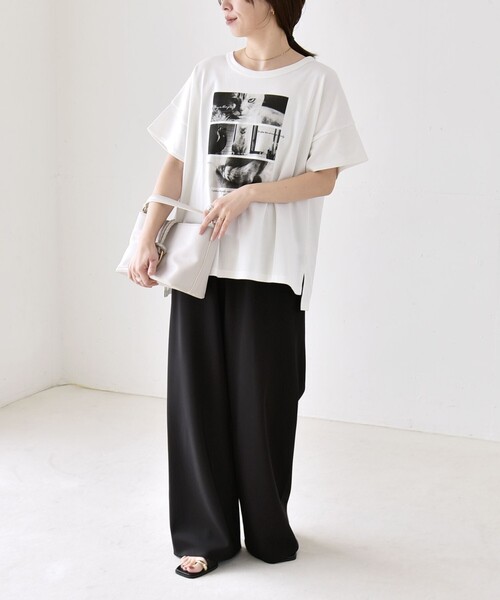 quaranciel（カランシエル）の「quaranciel:〈接触冷感/汗染み防止加工/洗濯機可能〉CAT プリント TEE（Tシャツ/カットソー・レディース・ホワイト系2/ホワイト系1/ホワイト系3・ONE SIZE）」の22枚目の写真