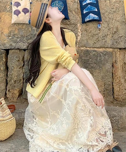 AsheKsha(アシクシャ)の「エレガントなチュールスカート(スカート・レディース・ホワイト・M)」の2枚目の写真