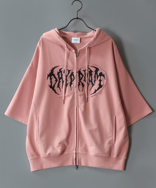 SITRY(シトリー)の「Grunge Style Sweat Zip Hoodie/グランジ ヴィンテージライク オーバーサイズ ミニ裏毛 半袖 フルジップパーカー フーディー パーカー スウェット レディース メンズ(パーカー・メンズ・ブラック/カーキ/ブラウン/ピンク・M/L)」の18枚目の写真