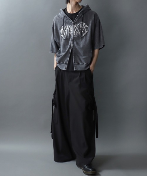 SITRY(シトリー)の「Grunge Style Sweat Zip Hoodie/グランジ ヴィンテージライク オーバーサイズ ミニ裏毛 半袖 フルジップパーカー フーディー パーカー スウェット レディース メンズ(パーカー・メンズ・ブラック/カーキ/ブラウン/ピンク・M/L)」の22枚目の写真