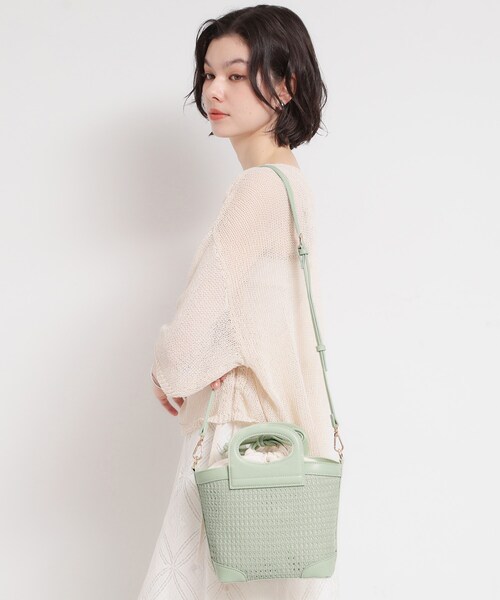 THE SHOP TK (ザ ショップ ティーケー )の「合皮型押しメッシュショルダーバッグ(ショルダーバッグ・レディース・ブラック/グリーン系・00)」の5枚目の写真