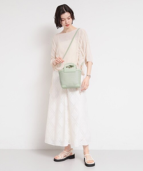THE SHOP TK (ザ ショップ ティーケー )の「合皮型押しメッシュショルダーバッグ(ショルダーバッグ・レディース・ブラック/グリーン系・00)」の6枚目の写真