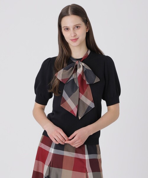 BLUE LABEL CRESTBRIDGE（ブルーレーベルクレストブリッジ）の「アセテートコットンニットリボンプルオーバー（Tシャツ/カットソー・レディース・グリーン/ブラック/オフホワイト・38）」の2枚目の写真