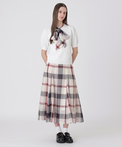 BLUE LABEL CRESTBRIDGE（ブルーレーベルクレストブリッジ）の「アセテートコットンニットリボンプルオーバー（Tシャツ/カットソー・レディース・グリーン/ブラック/オフホワイト・38）」の4枚目の写真