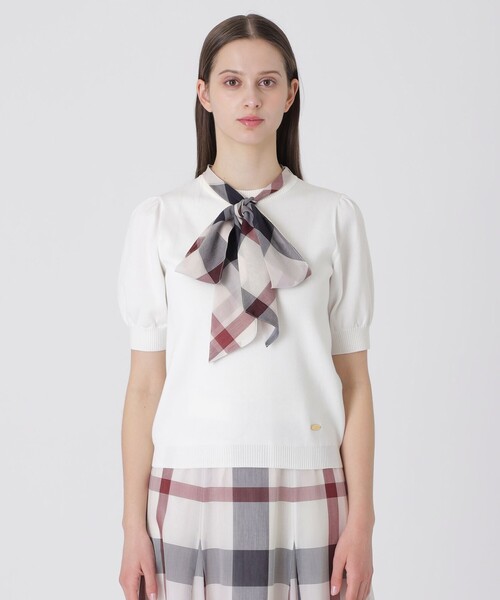 BLUE LABEL CRESTBRIDGE（ブルーレーベルクレストブリッジ）の「アセテートコットンニットリボンプルオーバー（Tシャツ/カットソー・レディース・グリーン/ブラック/オフホワイト・38）」の5枚目の写真