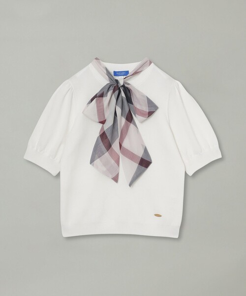 BLUE LABEL CRESTBRIDGE（ブルーレーベルクレストブリッジ）の「アセテートコットンニットリボンプルオーバー（Tシャツ/カットソー・レディース・グリーン/ブラック/オフホワイト・38）」の9枚目の写真