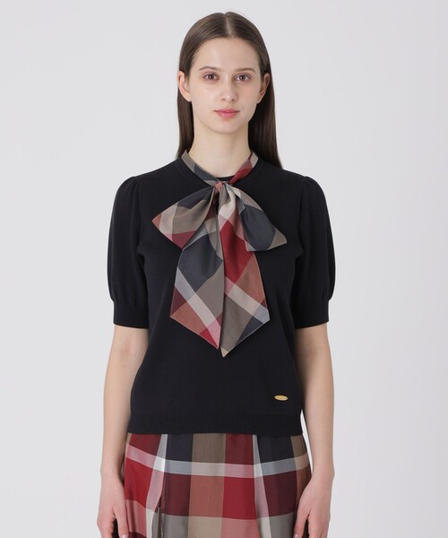 BLUE LABEL CRESTBRIDGE（ブルーレーベルクレストブリッジ）の「アセテートコットンニットリボンプルオーバー（Tシャツ/カットソー・レディース・グリーン/ブラック/オフホワイト・38）」の11枚目の写真