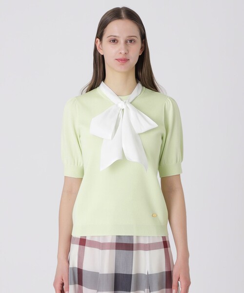 BLUE LABEL CRESTBRIDGE（ブルーレーベルクレストブリッジ）の「アセテートコットンニットリボンプルオーバー（Tシャツ/カットソー・レディース・グリーン/ブラック/オフホワイト・38）」の18枚目の写真