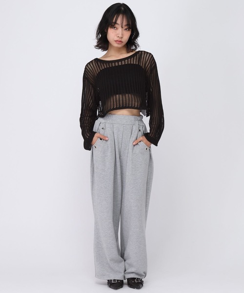 3.3 Field Trip (3.3フィールドトリップ)の「3.3 Field Trip/インナー付きメッシュトップ(ニット/セーター・レディース・ベージュ/ブラック・FREE)」の3枚目の写真