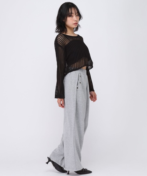 3.3 Field Trip (3.3フィールドトリップ)の「3.3 Field Trip/インナー付きメッシュトップ(ニット/セーター・レディース・ベージュ/ブラック・FREE)」の4枚目の写真