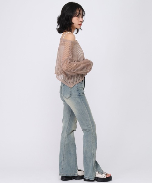 3.3 Field Trip (3.3フィールドトリップ)の「3.3 Field Trip/インナー付きメッシュトップ(ニット/セーター・レディース・ベージュ/ブラック・FREE)」の11枚目の写真