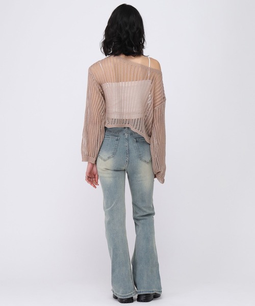 3.3 Field Trip (3.3フィールドトリップ)の「3.3 Field Trip/インナー付きメッシュトップ(ニット/セーター・レディース・ベージュ/ブラック・FREE)」の12枚目の写真