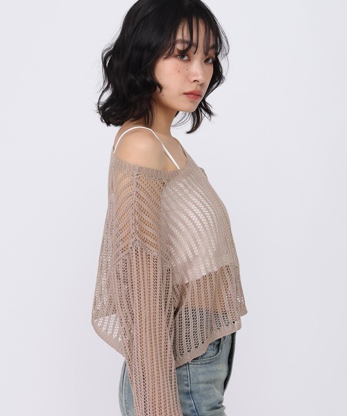 3.3 Field Trip (3.3フィールドトリップ)の「3.3 Field Trip/インナー付きメッシュトップ(ニット/セーター・レディース・ベージュ/ブラック・FREE)」の14枚目の写真