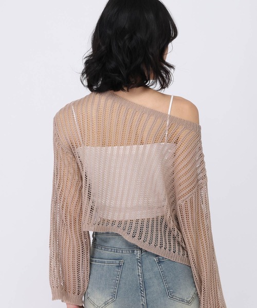 3.3 Field Trip (3.3フィールドトリップ)の「3.3 Field Trip/インナー付きメッシュトップ(ニット/セーター・レディース・ベージュ/ブラック・FREE)」の15枚目の写真